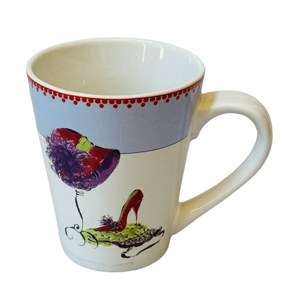 Coffee Cup Mug ROSANNA "IT'S MY TIME" Red Hat and Heels Ceramic Handled 10 Ounce - Picture 1 of 7